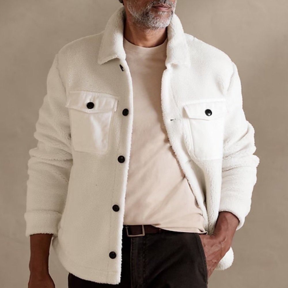 BANANA REPUBLIC SHERPA SHIRT JACKET CREAM‎ XS New With Tags